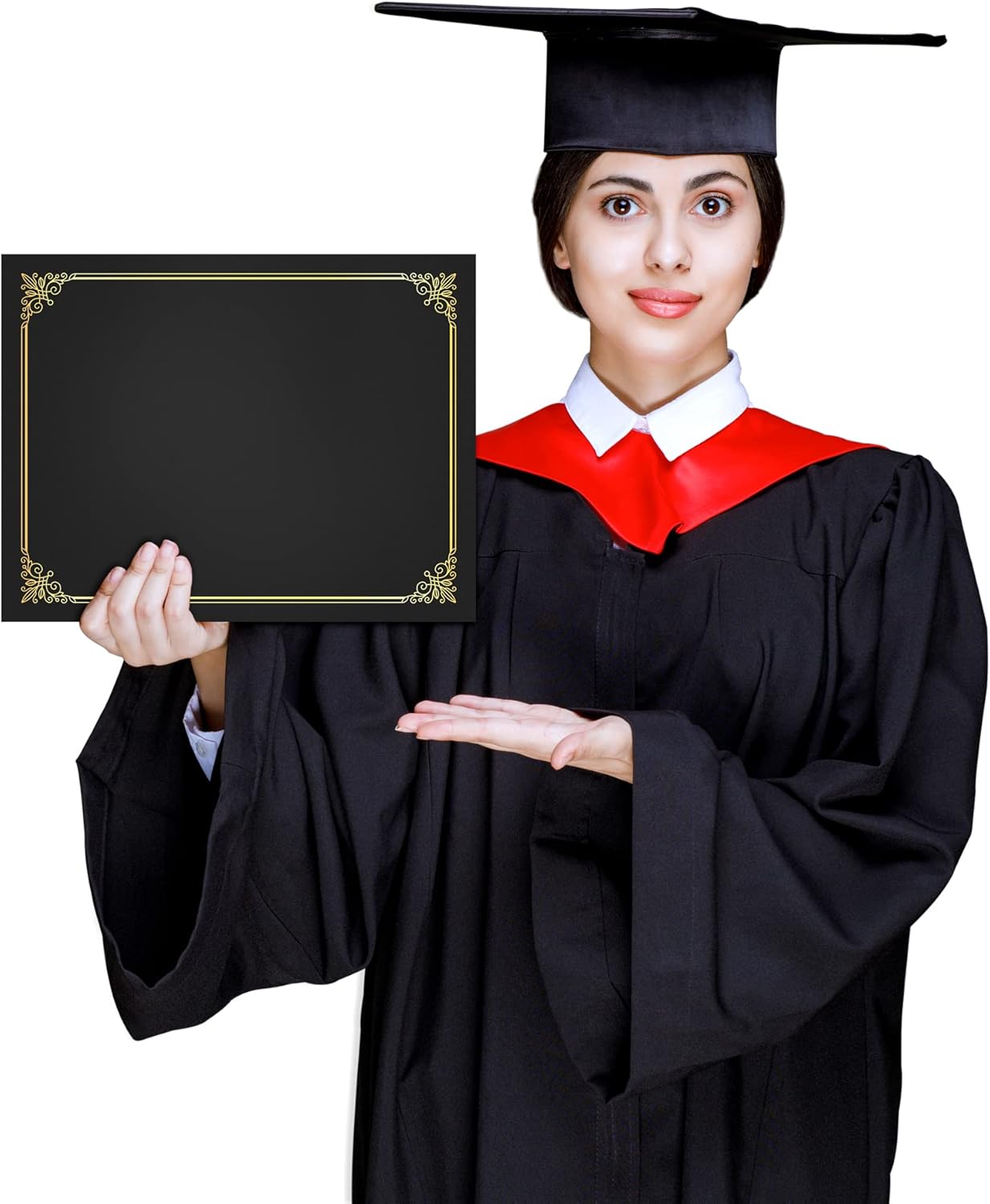 50 Packs Black Certificate Holders - Diploma Holders, Certificate Covers with Gold Foil Border, for Letter Size 8.5 x 11 Award Certificate Paper and Documents