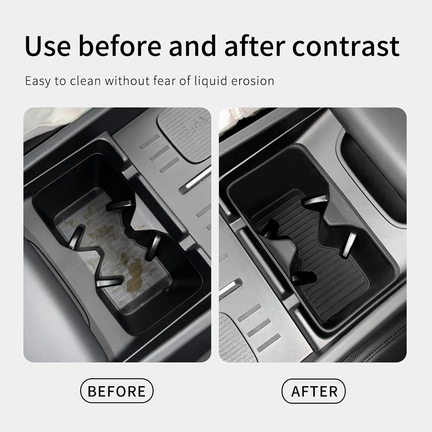 for 2024 2025 2026 Hyundai Santa Fe Not for Hyundai Tucson Center Console Silicone Water Cup Holder Insert with Wireless Charging Pad Protector 2PCS Black for Santa Fe Accessories