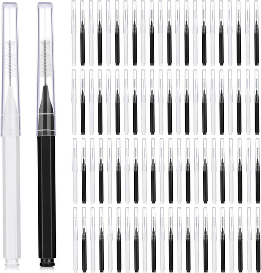 100 Pieces Braces Brush for Cleaner Interdental Brush Toothpick Dental Tooth Flossing Head Oral Dental Hygiene Flosser Toothpick Cleaners Tooth Cleaning Tool (Black, White)