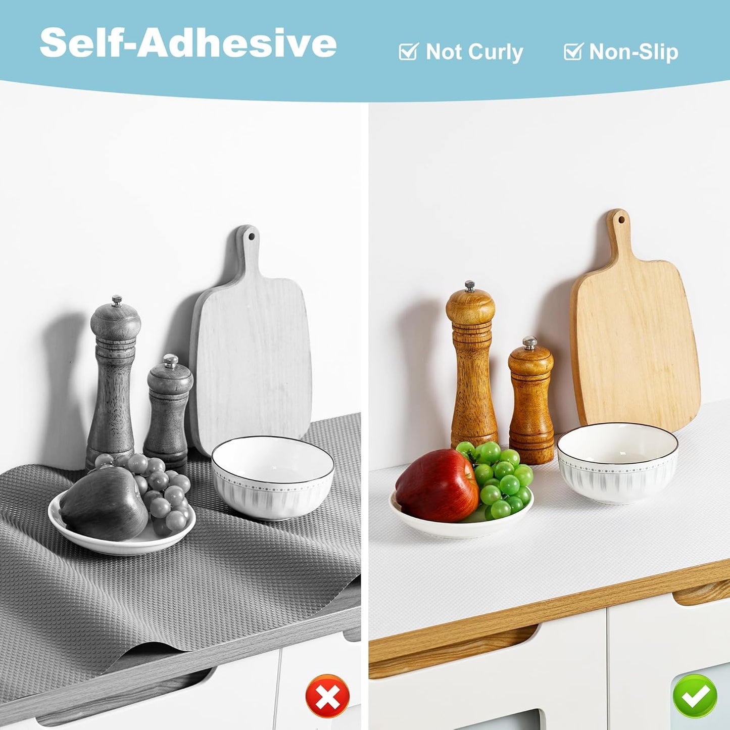 Cabinet Shelf Liner Peel and Stick: Self Adhesive Cabinets Paper - 15.7 in x 12 FT Non-Slip White Drawers Liners - Easy to Cut, Removable,  Cupboard Liner for Pantry Shelves, Countertops