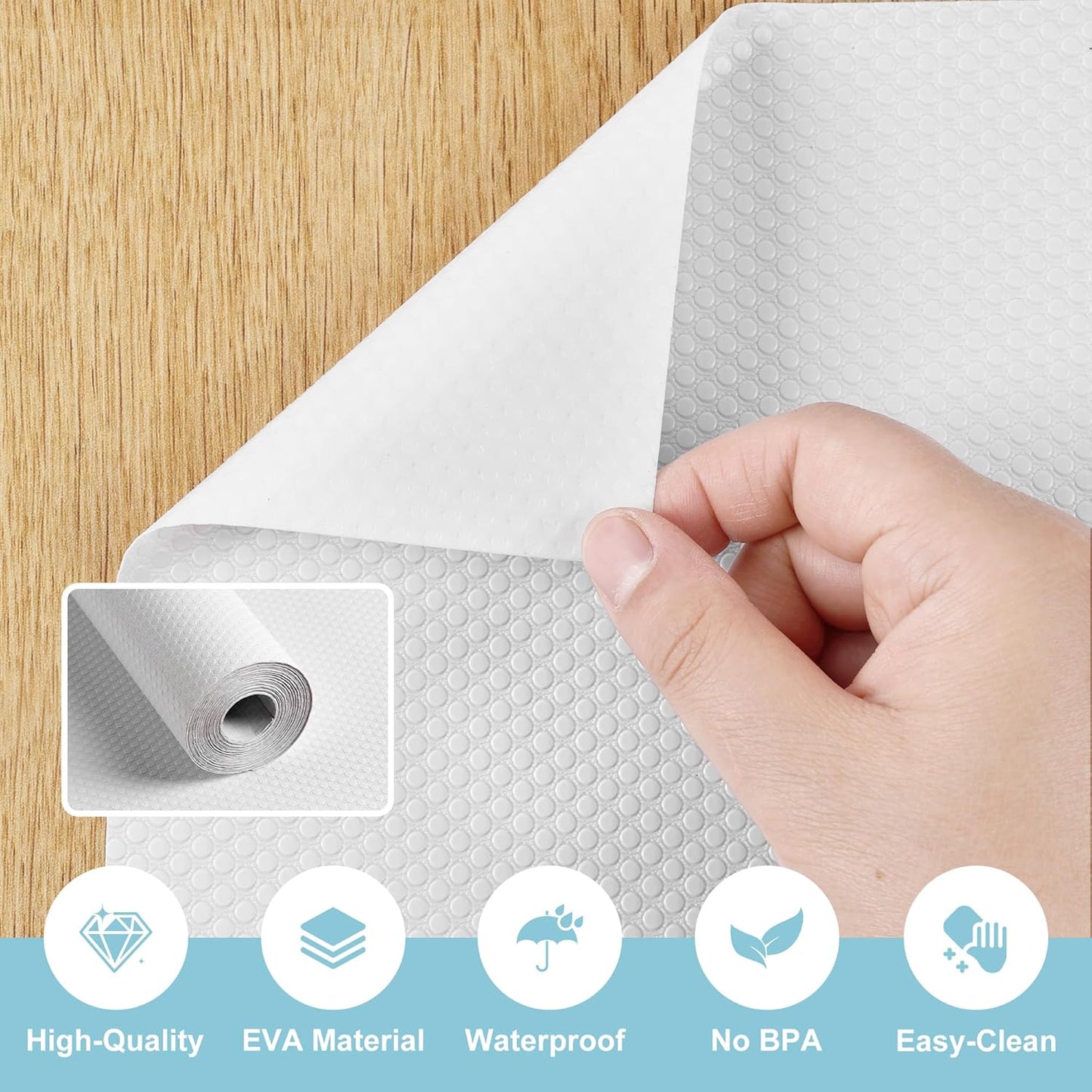 Cabinet Shelf Liner Peel and Stick: Self Adhesive Cabinets Paper - 15.7 in x 12 FT Non-Slip White Drawers Liners - Easy to Cut, Removable,  Cupboard Liner for Pantry Shelves, Countertops