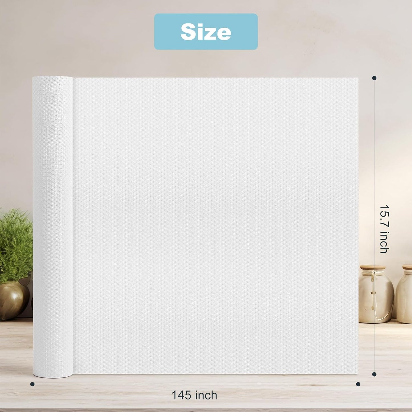 Cabinet Shelf Liner Peel and Stick: Self Adhesive Cabinets Paper - 15.7 in x 12 FT Non-Slip White Drawers Liners - Easy to Cut, Removable,  Cupboard Liner for Pantry Shelves, Countertops