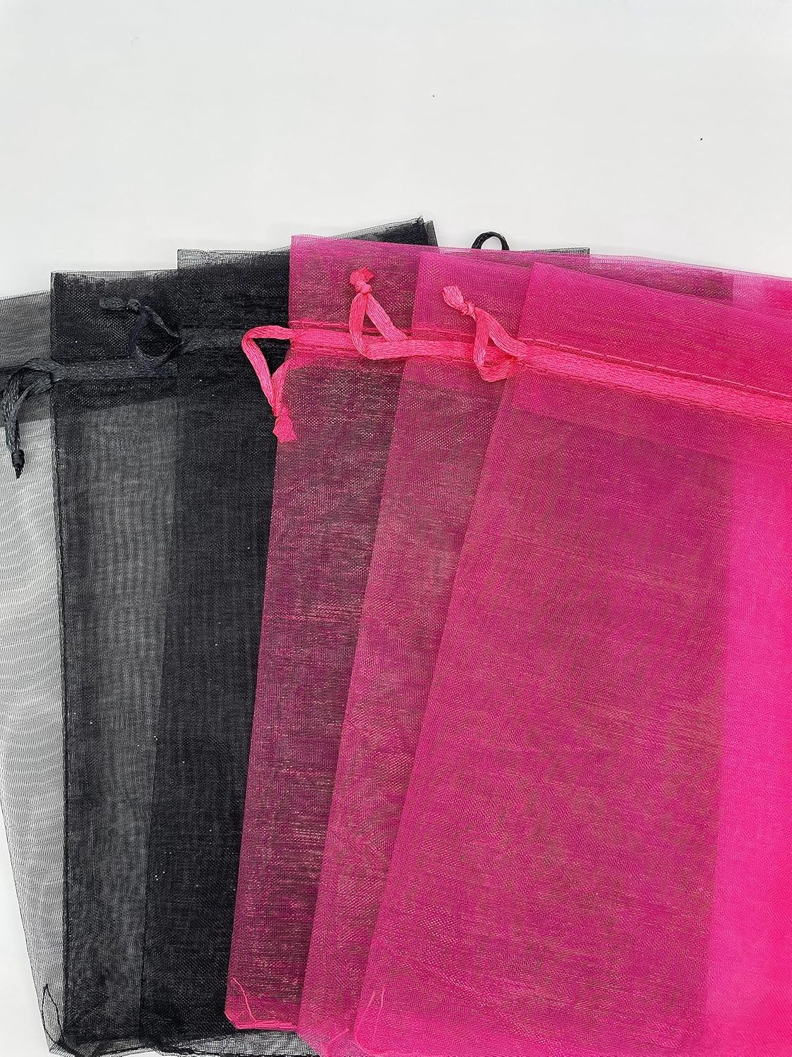 100PCS Sheer Organza Bag 5''X7'' Black Mesh Bags Drawstring Gift Bag Small for Jewelry Goodie Candy Wedding Party Favor Pouch Bags (Black)