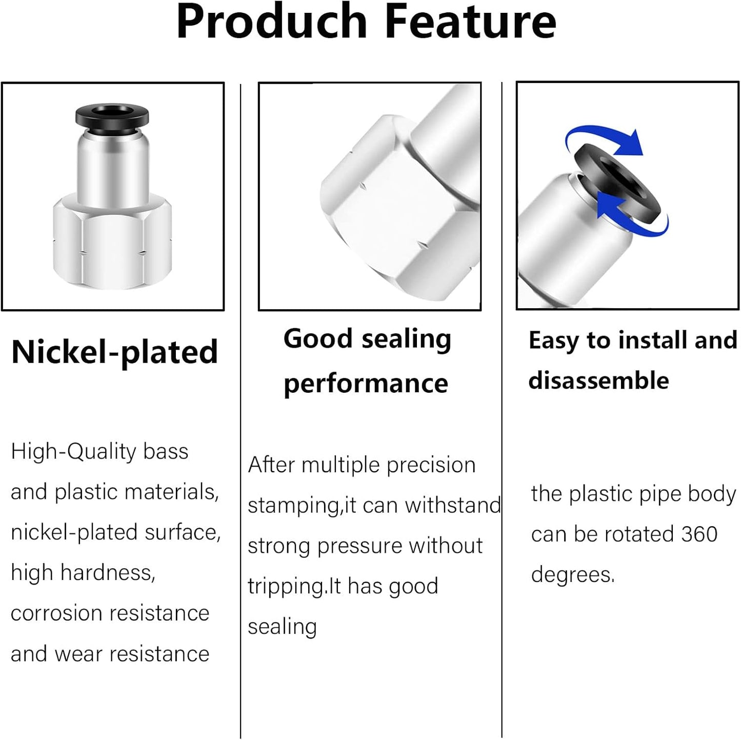 1/4 Inch Air Tube Fittings - 1/8 Npt Female Push To Connect Quick Connect Air Hose Fittings 5Packs