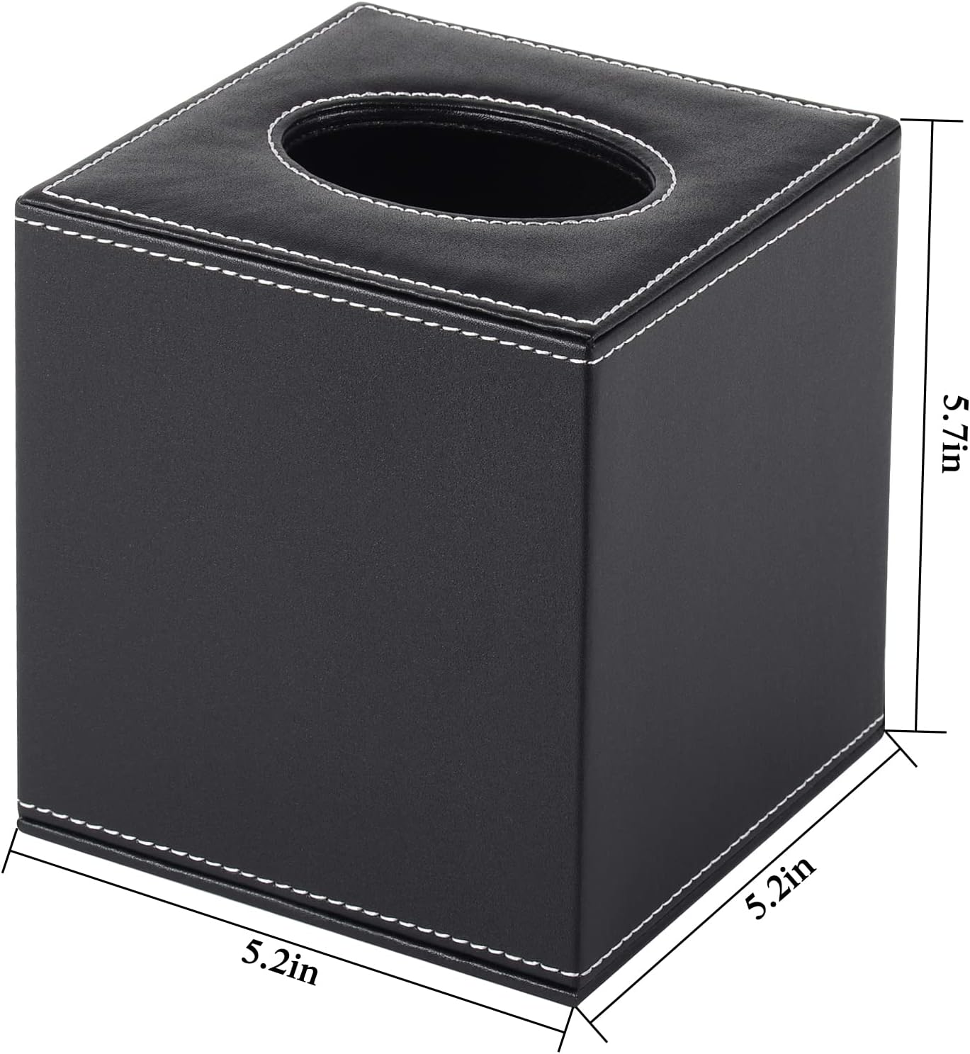 PU Leather Tissue Box Cover Square,Upgrade Large Size Napkin Holder Pumping Paper Case Dispenser,Facial Tissue Holder with Magnetic Bottom for Home Office Car Hotel Restaurant Black (Black-1)