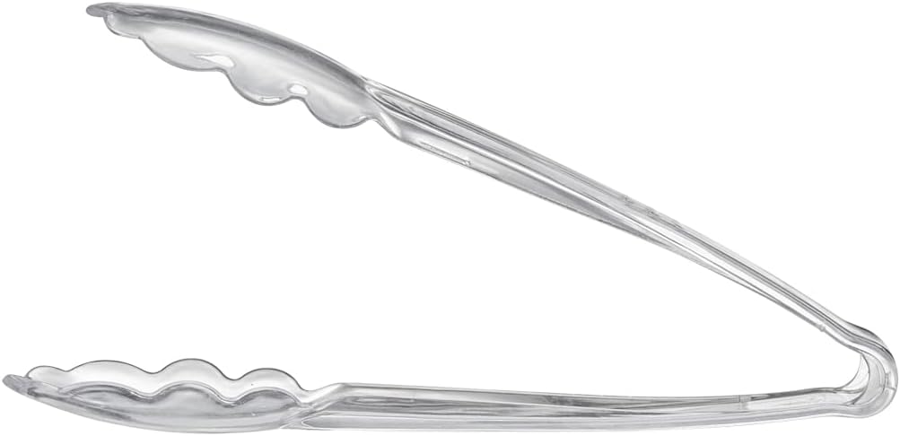 [Clear Tongs 7.5'' Inches]  7.5'' Serving Tongs Heavy Duty Reusable Kitchen and BBQ Clear Serving Tong for party's, Caterings, Events, Buffet, Weddings, And every Day use Pack of 12