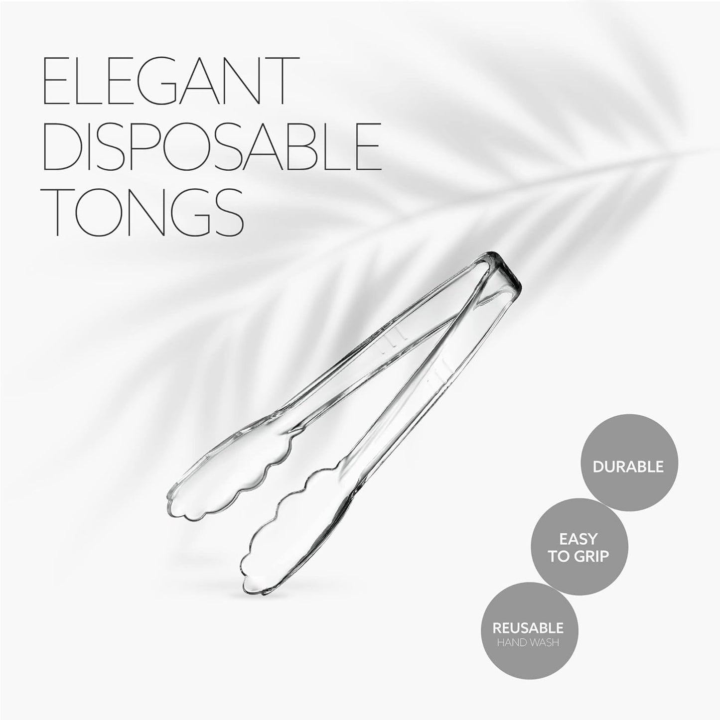 [Clear Tongs 7.5'' Inches]  7.5'' Serving Tongs Heavy Duty Reusable Kitchen and BBQ Clear Serving Tong for party's, Caterings, Events, Buffet, Weddings, And every Day use Pack of 12
