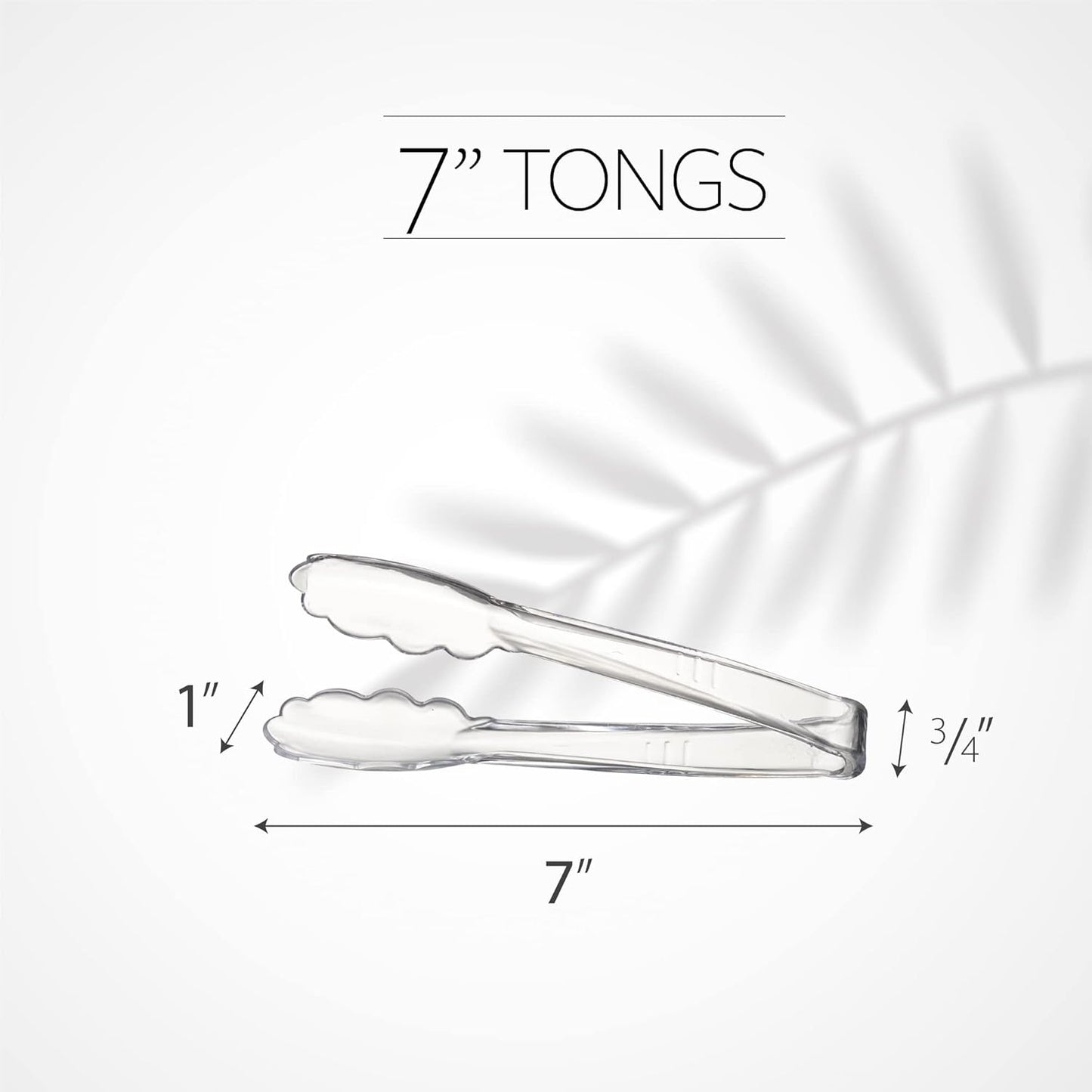 [Clear Tongs 7.5'' Inches]  7.5'' Serving Tongs Heavy Duty Reusable Kitchen and BBQ Clear Serving Tong for party's, Caterings, Events, Buffet, Weddings, And every Day use Pack of 12