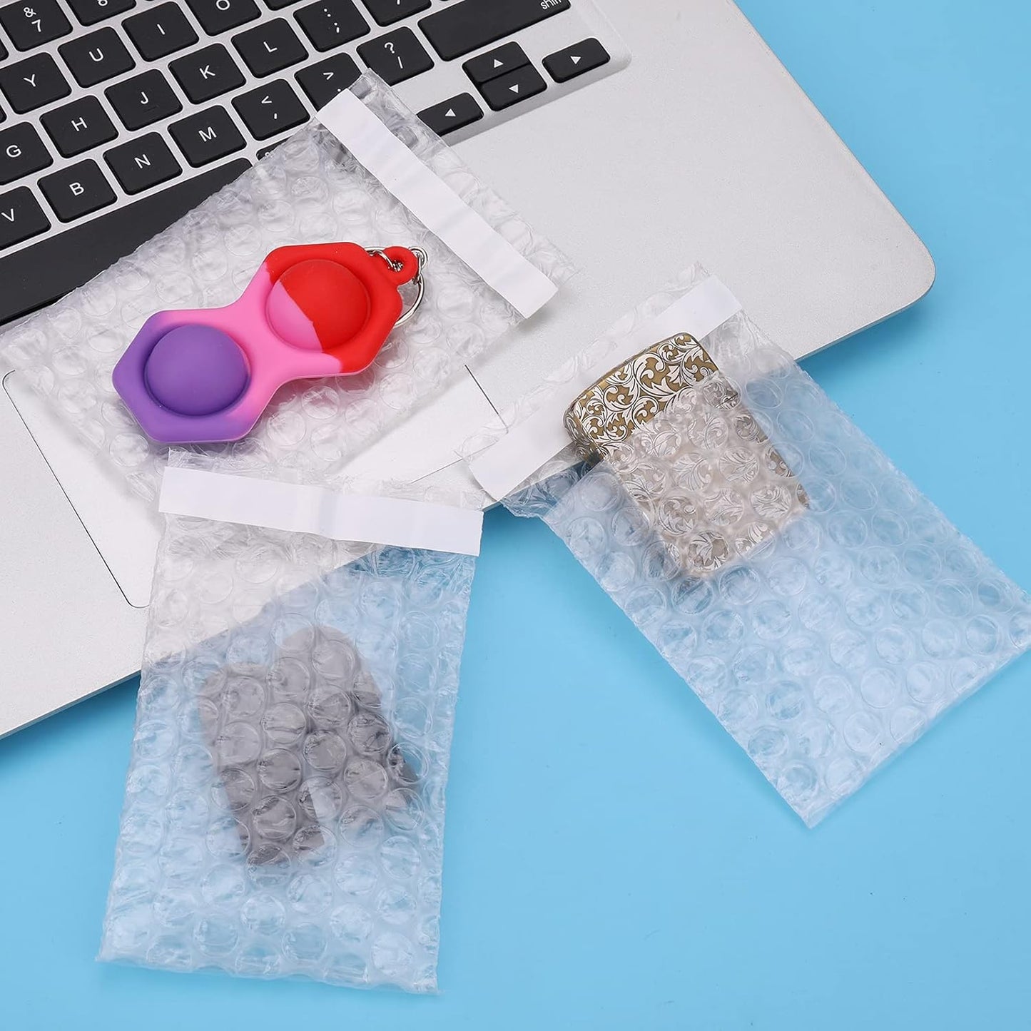 100Pack Small Bubble Out Bag Pouches 3.15" x 4" Self-Seal Bubble Pouches Bags, Double Walled Bubble Cushioning Bags, Self-Sealing Protective Wrap Cushioning Bags for Shipping, Packing, Moving
