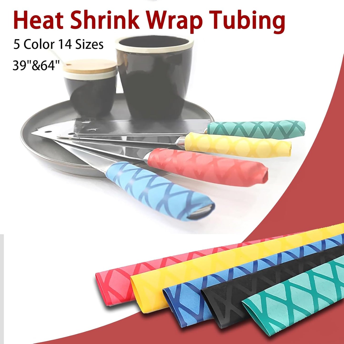 X-Tube Heat Shrink Wrap Tubing 39"&64" Lengths for Rod Grips-5 Color 14 Sizes