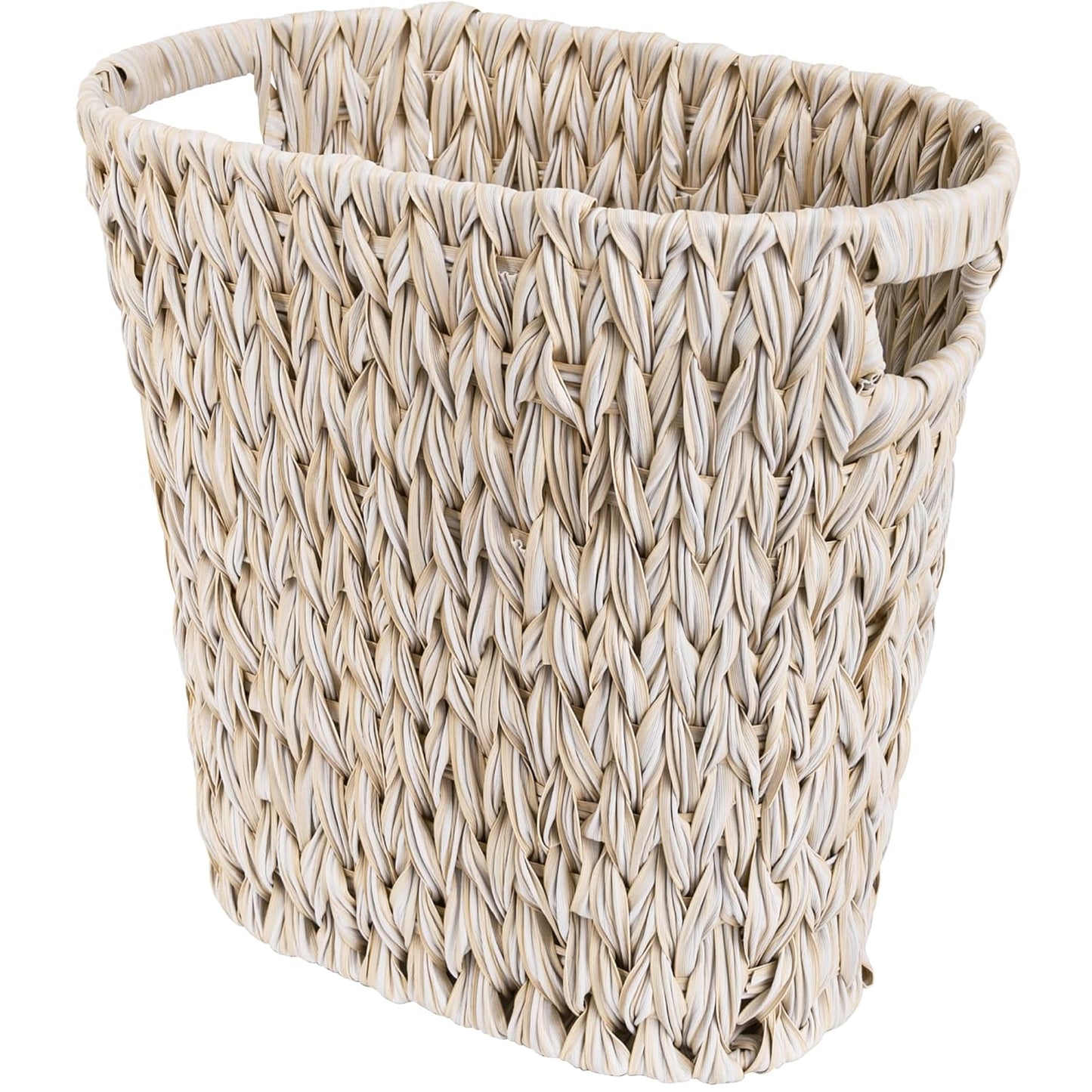 Wicker Trash Can, Waterproof Bathroom Trash Can, Wicker Waste Basket for Bathroom, Decorative Boho Waste Basket for Bedroom, Office, 19 Liters/5 Gallons