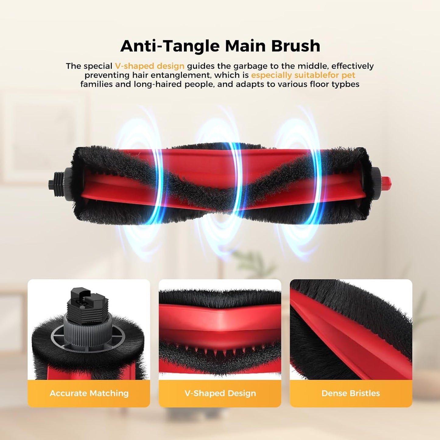 24PCS Replacement Parts Compatible with  Q7 M5+/ Q7 M5/Q7 L5/Q7 L5+, 2 Main Brushes, 6 Side Brushes, 4 HEPA Filters, 4 Mop Pads, 6 Dust Bags, 1 Cleaning Brush,1 Screwdriver Spare Parts