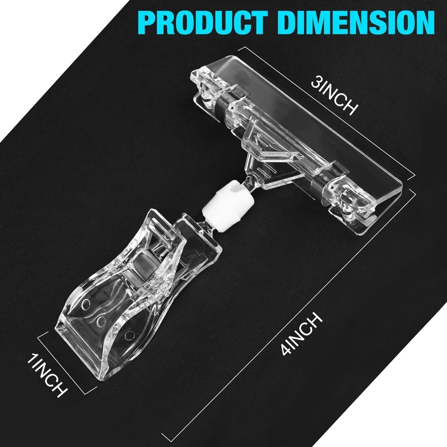 Clear Sign Clips Merchandise Display 12 Pack Plastic Label Pop Clips on Sign Holder Shelf Double Sided Swivel Price Tag Holders on Clothing Rack Rotatable Menu Clamps for Sale Retail Display