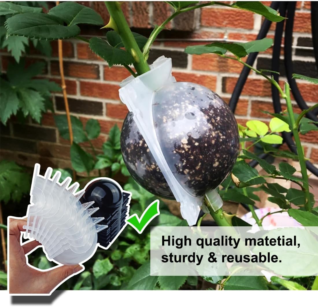 10 PCS Air Layering Propagation Kit with Zip Ties, Reusable Half Transparent Grafting Ball, Air Layering Pods Clear, Plant Rooting Grafting Box for Fast Propagation Plants (Medium)