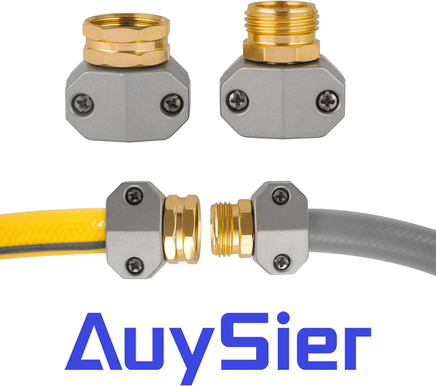 Garden Hose Repair Kits, 3 Sets Aluminum Alloy Water Hose Connector, Fit 3/4" and 5/8" Garden Hose, Male and Female Hose End Repair Fittings Replacement, Hose Mender Kit