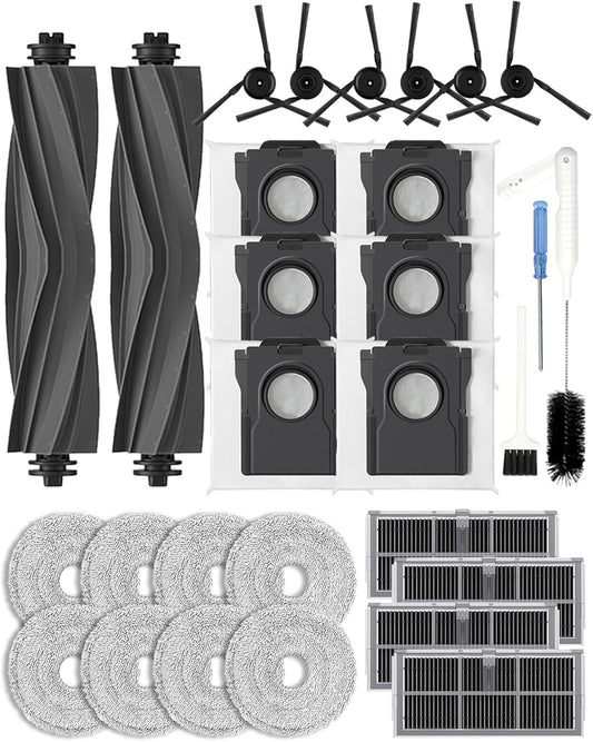 Accessories Replacement Part for Dreame X40 ultra/ L40 ultra /X40 master/Mova P50 Pro Ultra/Mova P10 Pro Ultra Robot Vacuum Cleaner, 2 Main Brush, 4 Carbon HEPA Filters,6 Side Brushes- 29 pcs