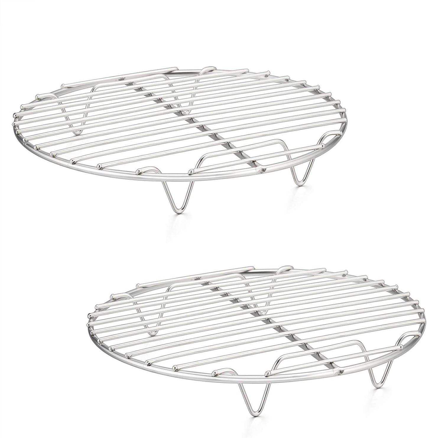 7½ Inch Cooking Rack Round, Stainless Steel Round Rack for Cooking Cooling Steaming Baking, Fit Air Fryer Pot Pressure Cooker, 2 Pack -Oven Safe, Silver