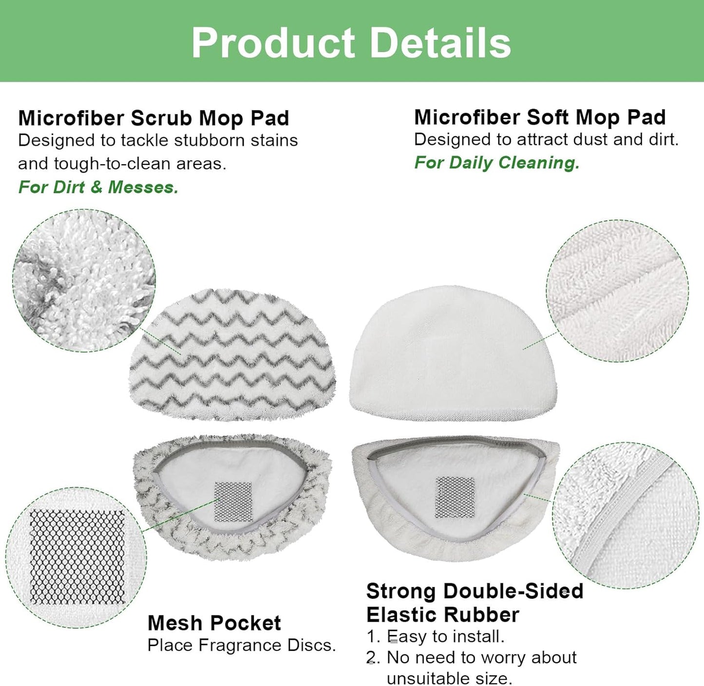 6 Pack 1940 1806 2685A Steam Mop Pads For Bissell Powerfresh Steam Mop Deluxe Pet Lift-Off Plus Slim Scrubbing Steam Mop Replacement Pad. 1940A 2814 1544A 2075A Power Fresh Steamer Pad Refill Washable