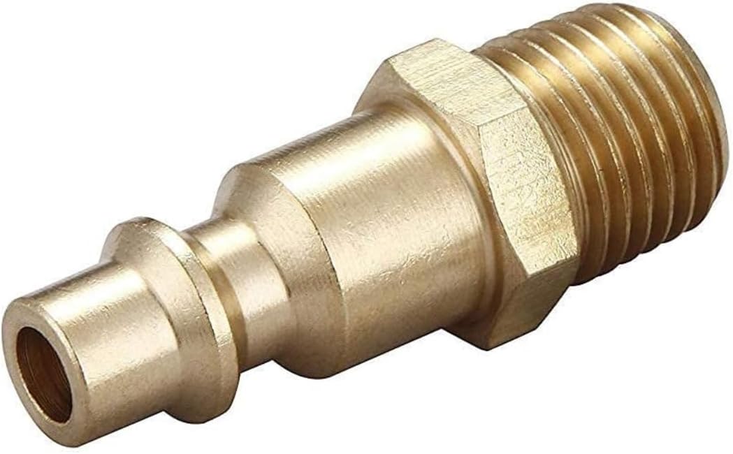 Brass 1/4-Inch NPT Male Industrial Air Hose Quick Connect Adapter, Air Coupler and Plug Kit, Air Compressor Fittings, 10pcs (Male NPT)