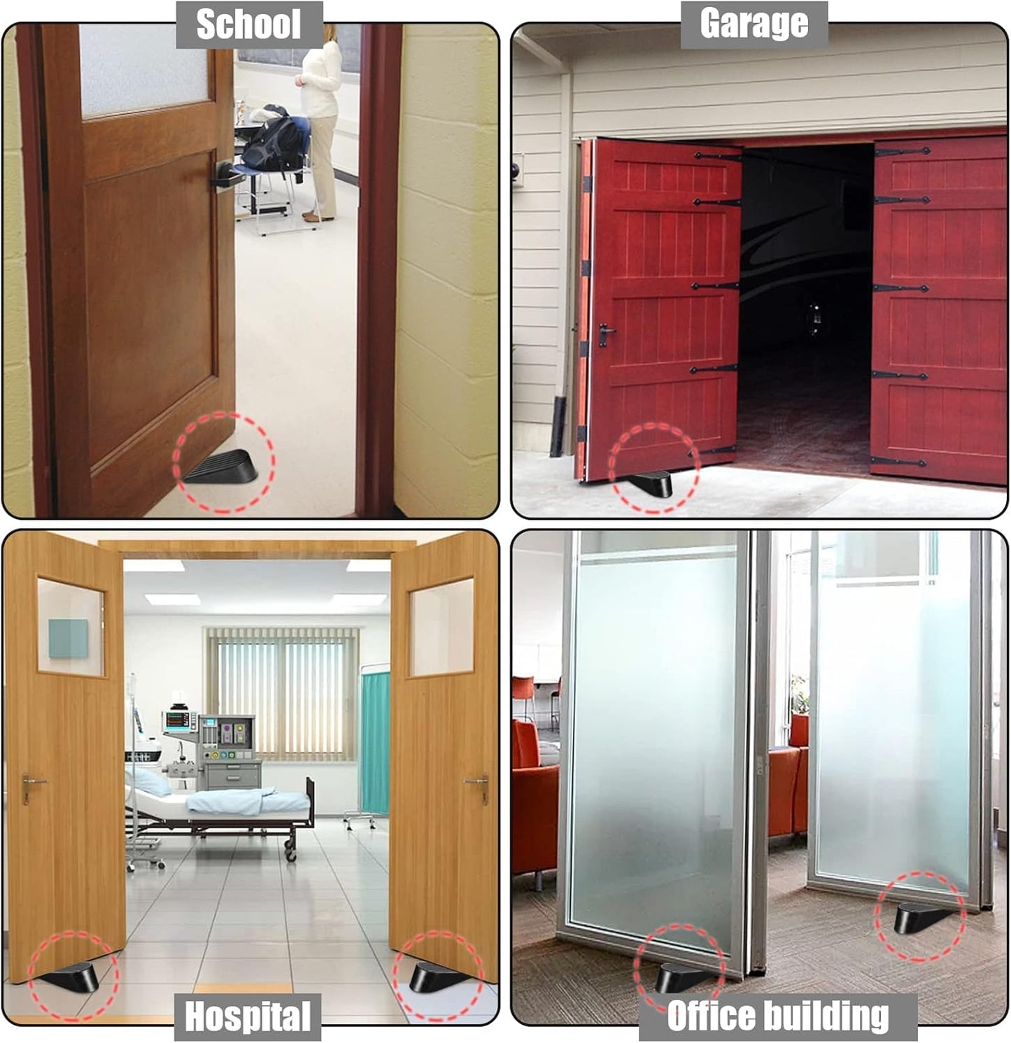 Big Door Stopper 2 Packs, Heavy Duty Wedge Rubber Door Stop Works on All Floor Surfaces, Non-Scratching Doorstops Special for Home Office School Heavy Door (Black, H1.9 x L6.3 x W2.7 Inches)
