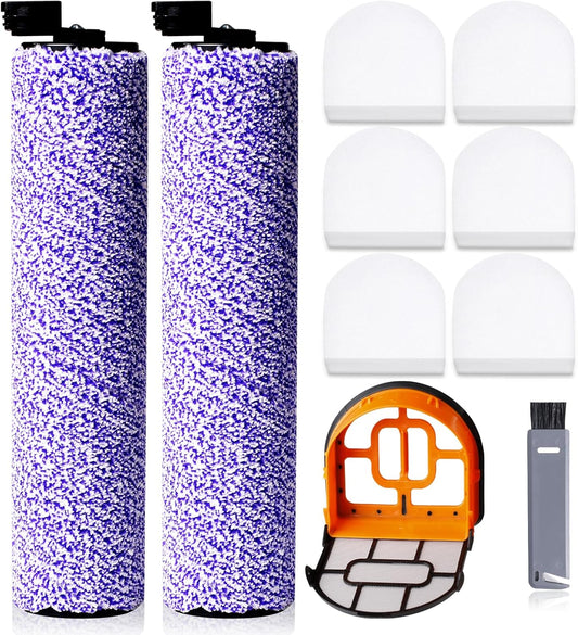 9 Pack Replacement Roller Brush and Foam Filters Kit Compatible with Shark WD101,AW302,WD201, WD161 WD261 AW261 Hydrovac XL 3-in-1 Vacuum Cleaner, Cordless Pro XL Vacuum Accessories