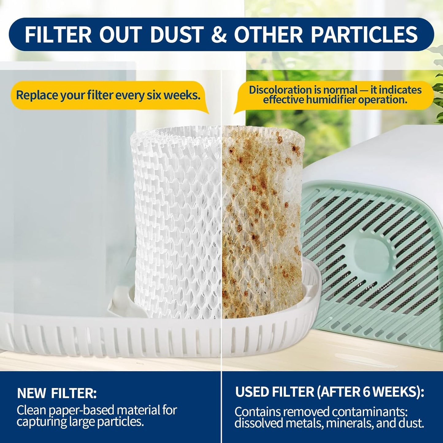 Humidifier Replacement Filter Compatible with Canopy Bedside and Nursery Humidifier,Made with Wood Pulp, Paper Filter, 4-Pack