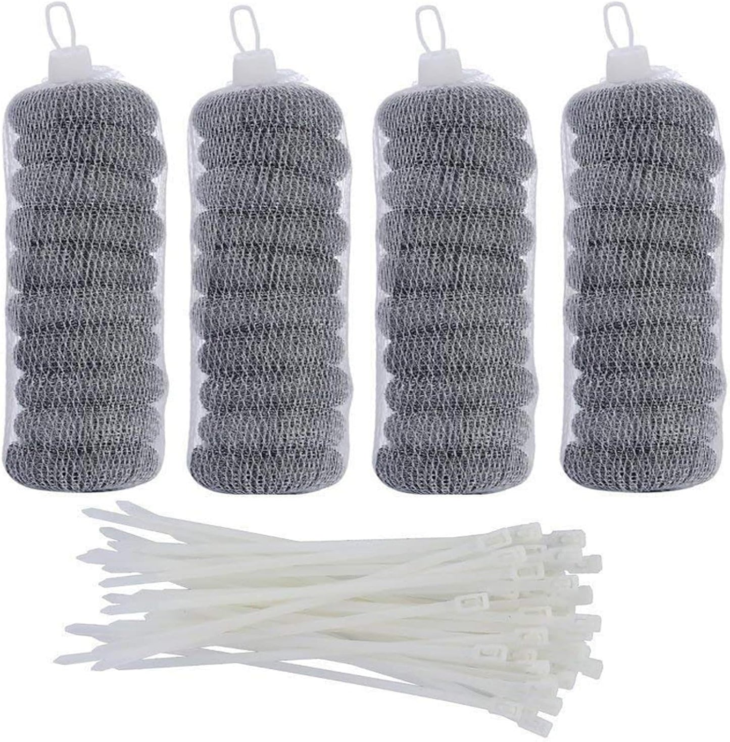 40 Pieces Lint Traps Stainless Steel Washing Machine Lint Snare Traps Laundry Mesh Washer Hose Filter with 40 Pcs Cable Ties
