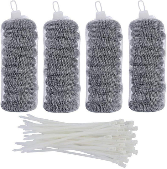 40 Pieces Lint Traps Stainless Steel Washing Machine Lint Snare Traps Laundry Mesh Washer Hose Filter with 40 Pcs Cable Ties