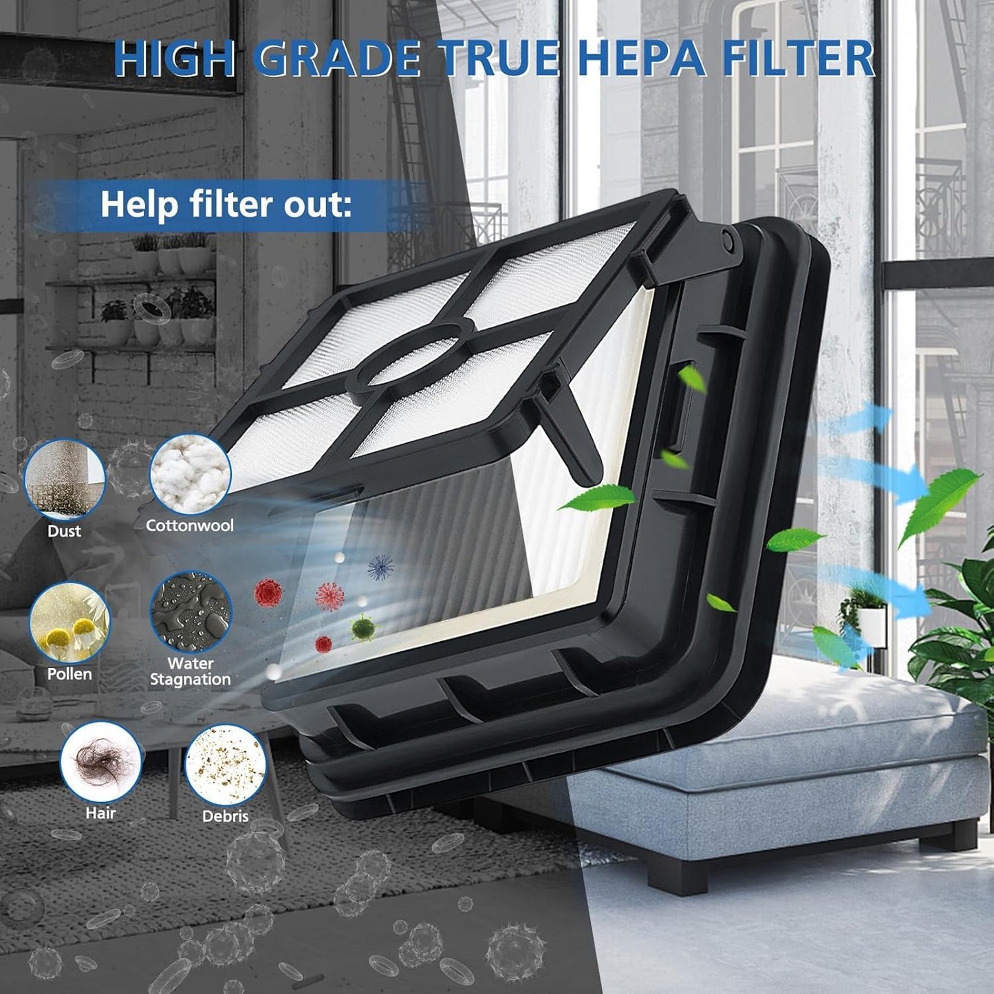 Replacements Compatible with Bissell CrossWave, 3 Multi-Surface Brush Roll 1868 + 3 Vacuum Filter 1866 Vacuum Filter, Compare to Part 1608683, 160-8683, 1608684