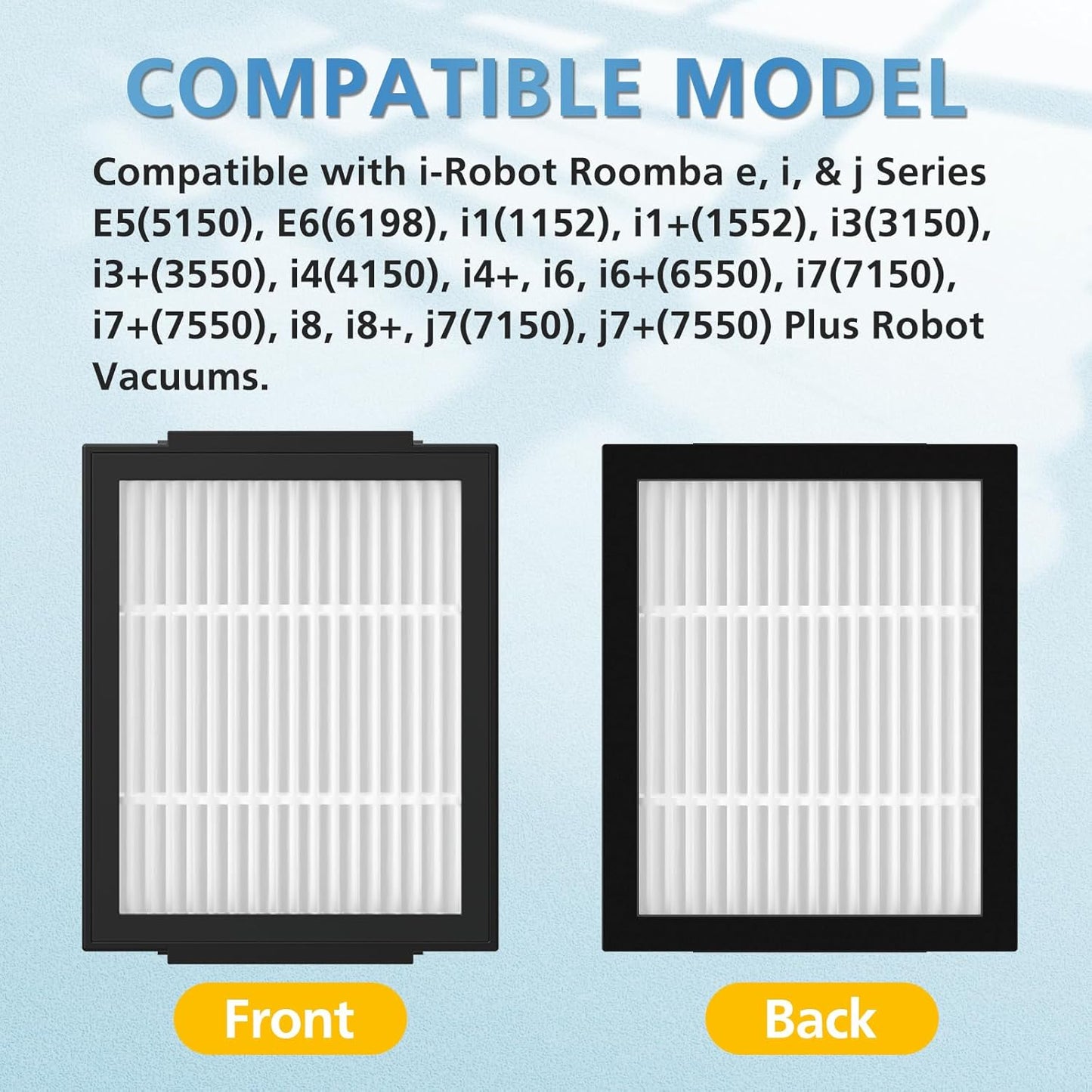Filter Replacement for iRobot Roomba e, i and j Series i7 i7+/plus i3 i3+ E5 E6 E7 i4 i6 i6+ i8 i8+ Robot Vacuum Cleaners parts, 9 Pack High Efficiency 4639161 Filters