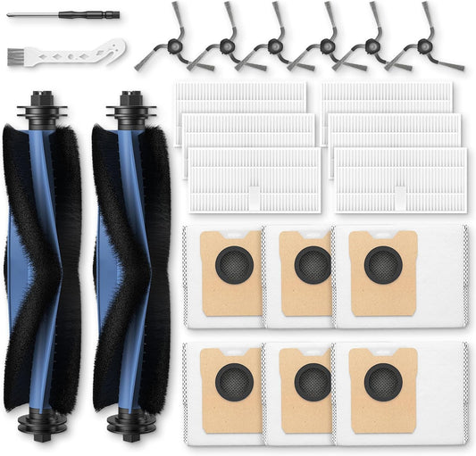 C10 Accessories for eufy C10 Robot Vacuum, 22 Pack Replacement Parts Include: 2* Main Rolling Brush, 6* Washable Filter, 6* Side Brush, 6* Dust Bag, 2* Cleaning Tool