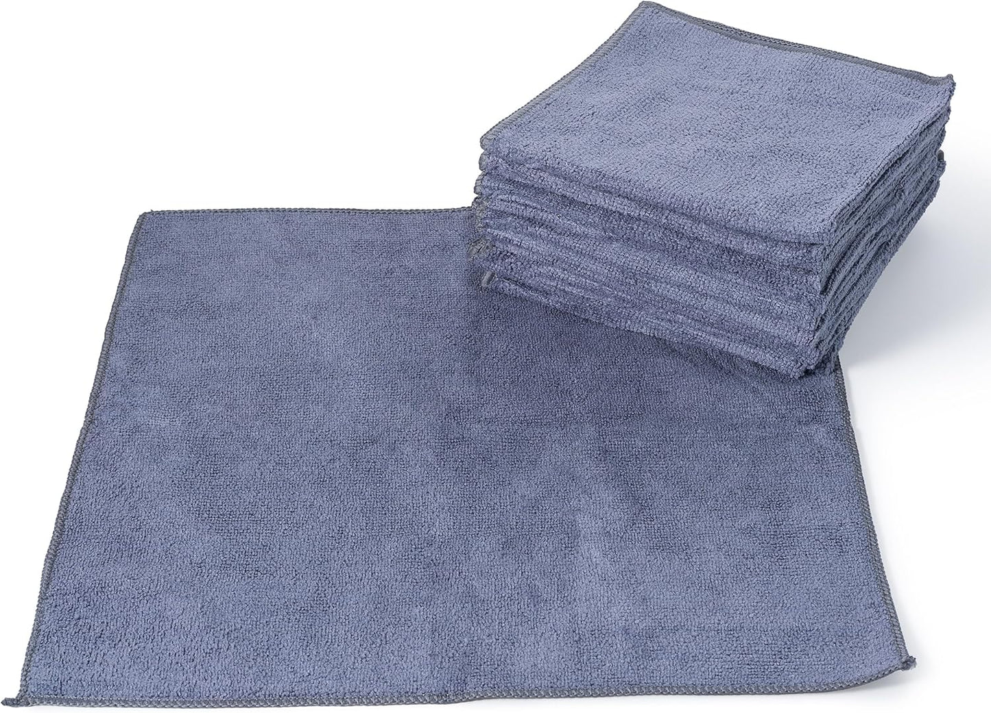 Microfiber Cleaning Cloth Grey - 12 Pcs (12.5"x12.5") - High Performance - 1200 Washes, Ultra Absorbent Microfiber Towel Weave Grime & Liquid for Streak-Free Mirror Shine - Car Washing Cloth