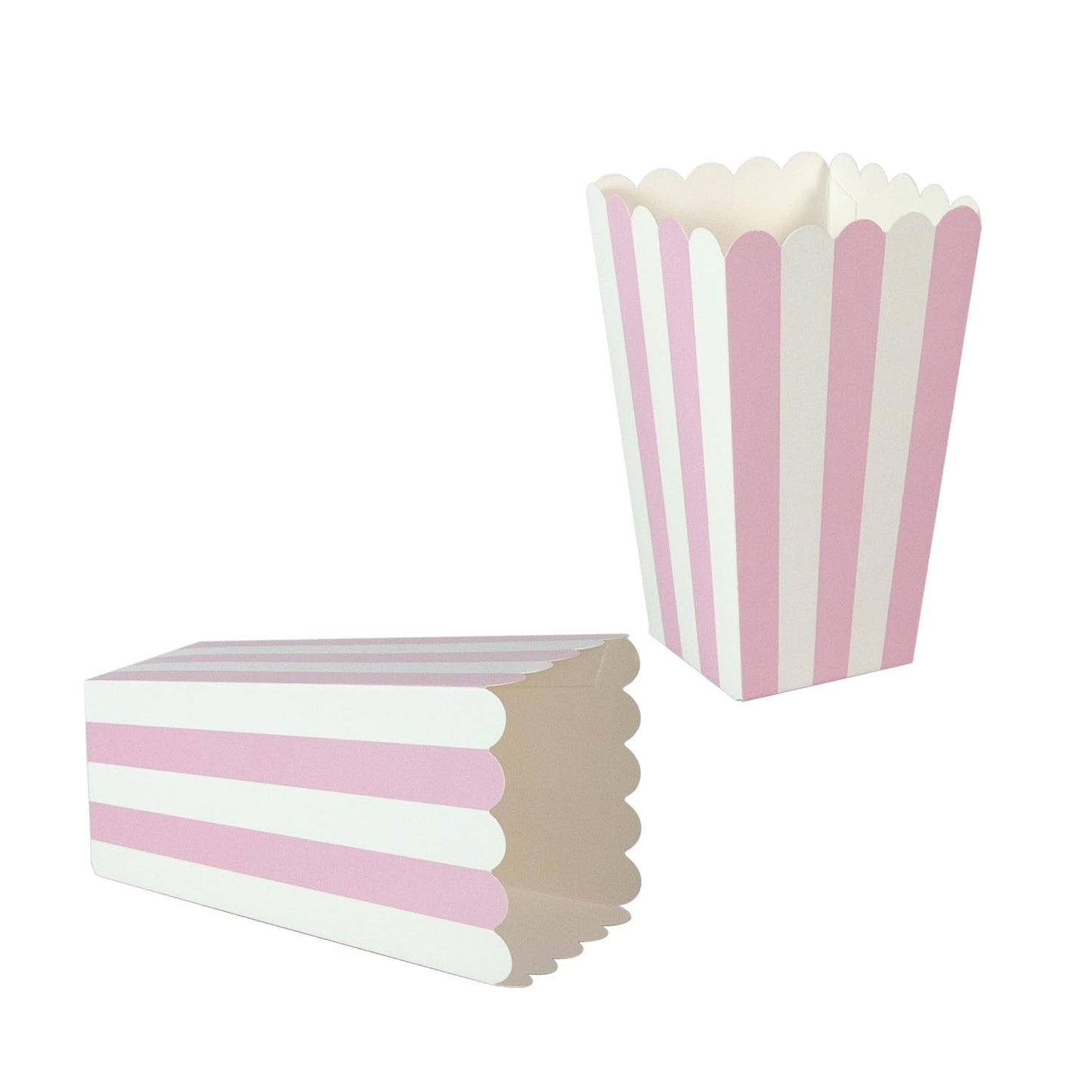 24 Pack Striped Popcorn Boxes - Carnival Parties Mini Paper Popcorn and Candy Containers, Party Supplies for Movie Nights (Pink)
