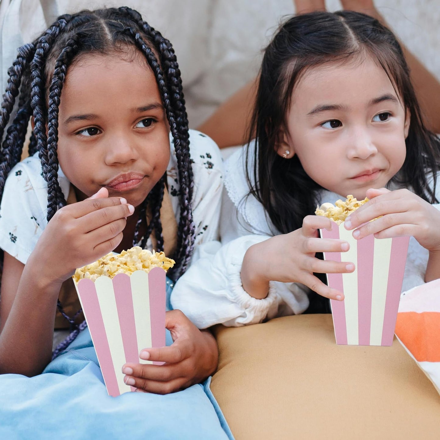 24 Pack Striped Popcorn Boxes - Carnival Parties Mini Paper Popcorn and Candy Containers, Party Supplies for Movie Nights (Pink)