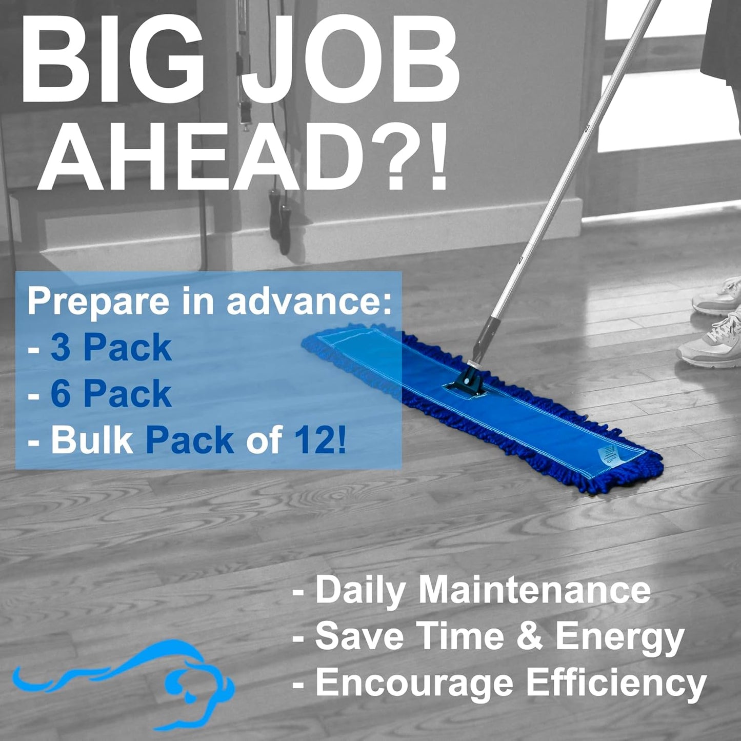 24 inch Microfiber Dust Mop | Medium Washable Commercial Mop Head Replacement, Pack of 3