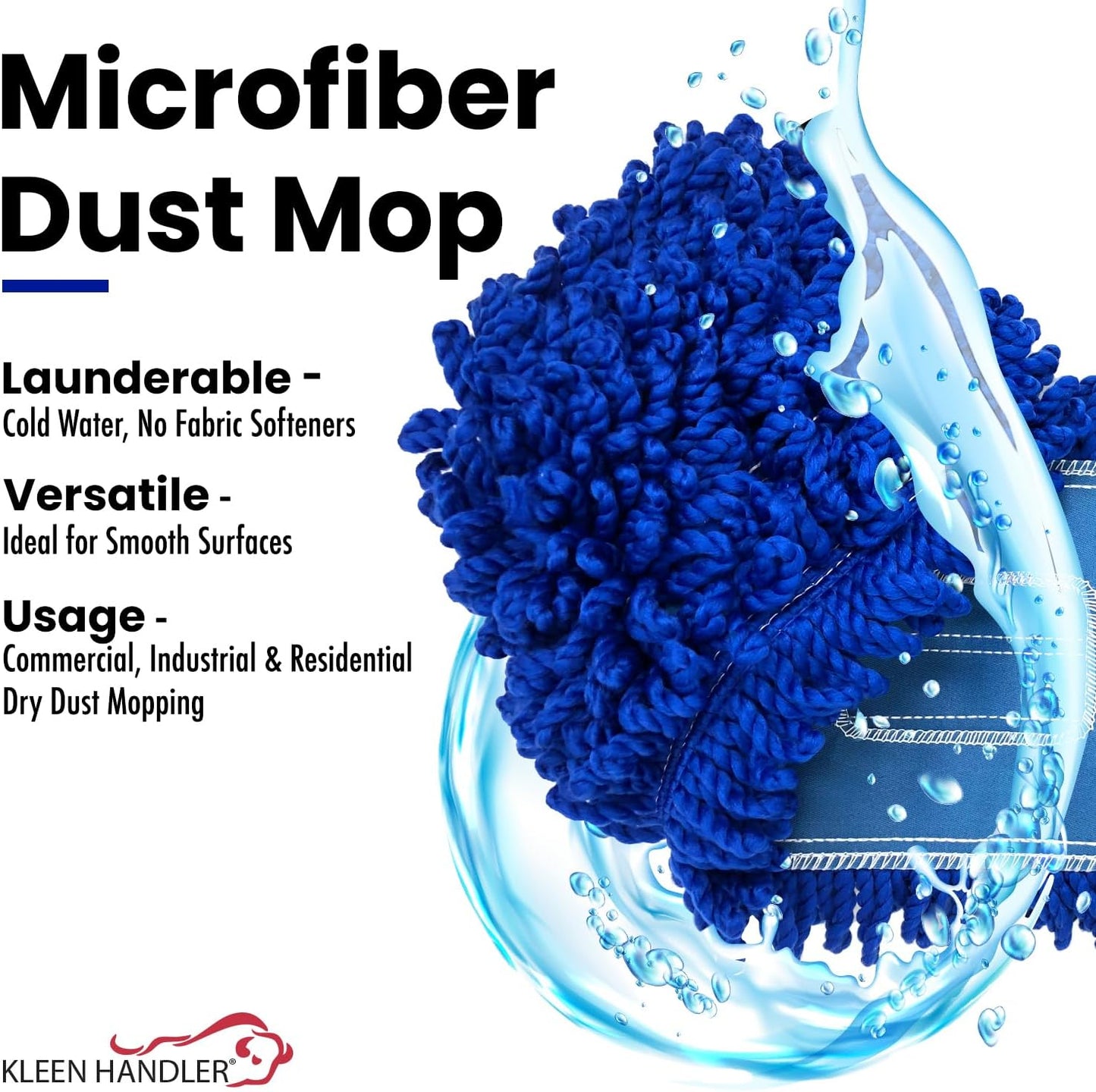 24 inch Microfiber Dust Mop | Medium Washable Commercial Mop Head Replacement, Pack of 3