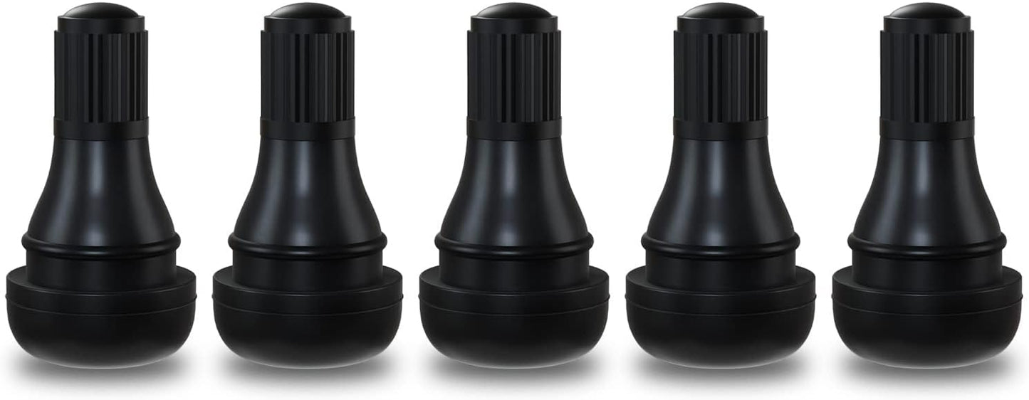 TR412 Rubber Snap-in Short Black Tire Valve Stem for Tubeless 0.453 Inch 11.5mm Rim Holes on Standard Vehicle Tires (5pcs/Bag)