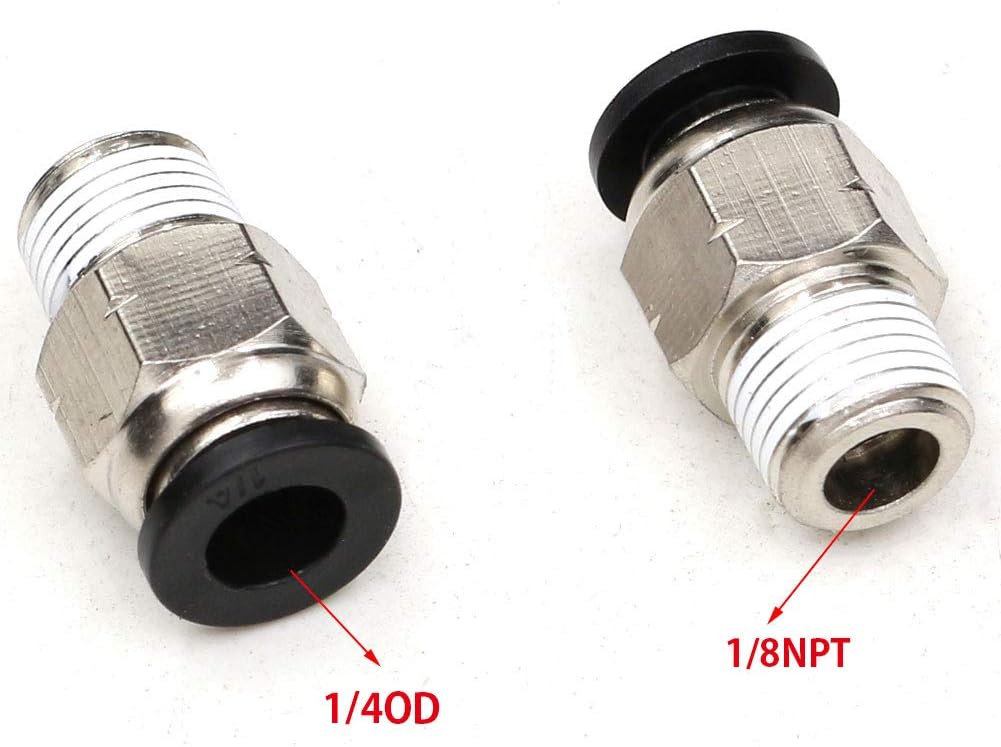 Push to Connect Tube Fitting PC 1/4" Tube Od x 1/8" NPT Thread Quick Connect Air Fittings Pneumatic Connector Straight Push Lock Air Hose Fittings 5Packs