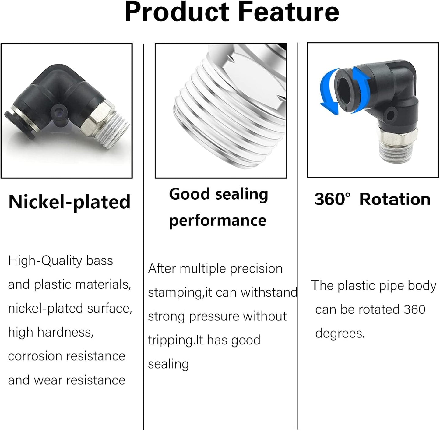 1/2 Npt Push to Connect Air Fitting  1/4 inch OD Tubing Elbow Air Line Quick Connect Fittings Male Threaded 90 Degree Push in Lock Fit Pneumatic Fittings Tube Connector 2Pack