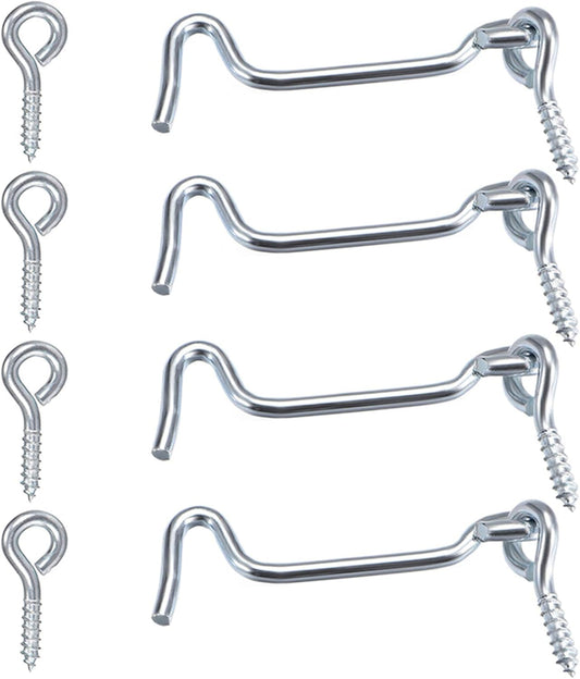 4Pcs 1.5 inches Cabin Hook Eye Latch Gate Door Swivel Window Door Hook with Mounting Screws