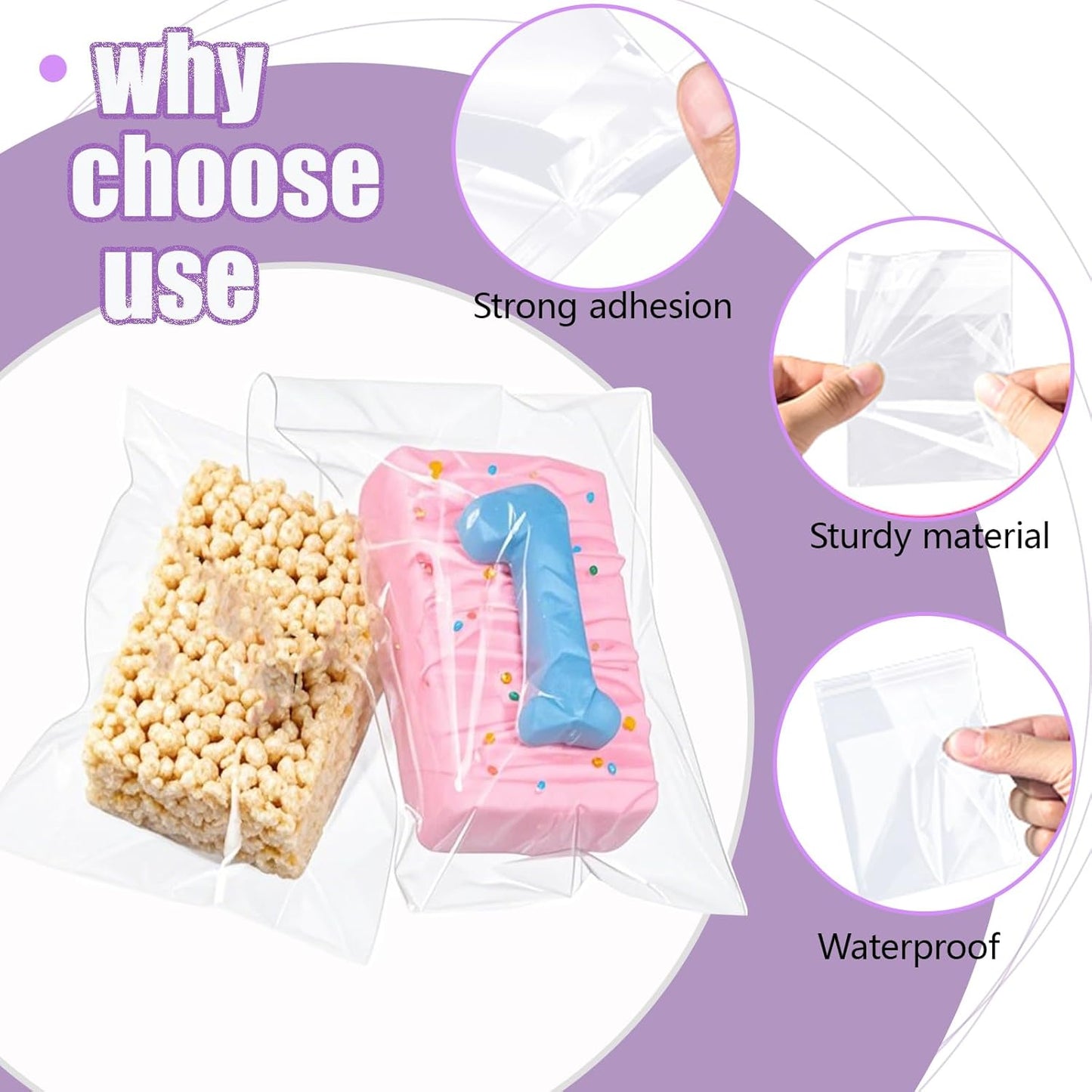 100Pcs 4 x 6 Inch Clear Cellophane Bags for Cookies, Rice Krispie Treats, Macarons, Brownies, Soap, Chocolate Truffles, Candy - Ideal for Wedding & Birthday Party Favors