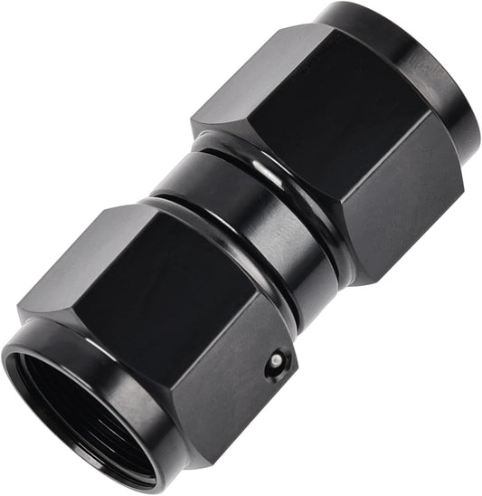 6AN Female to 6AN Female Straight Swivel Coupler Union Fitting Adapter Aluminum Black