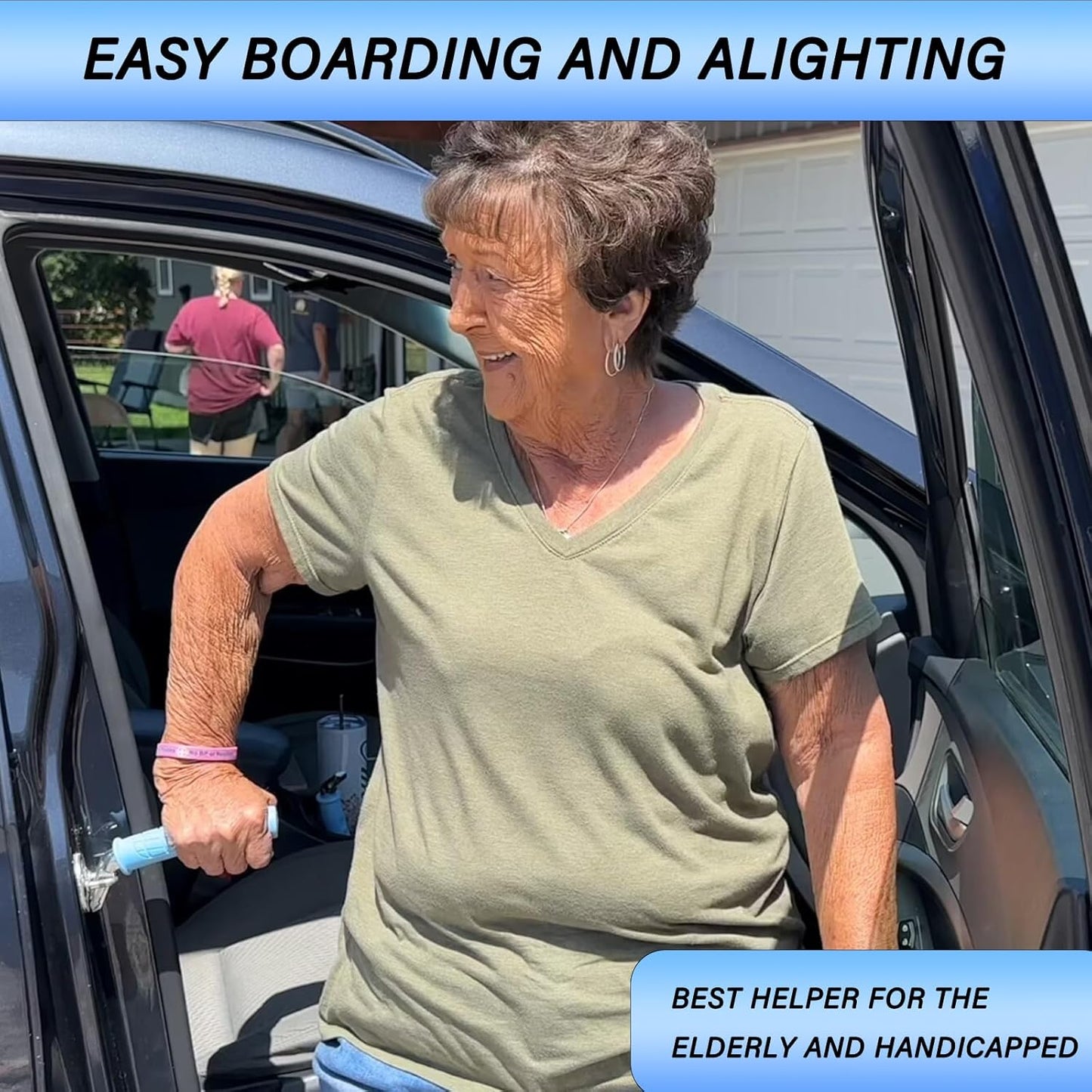 2 Pack Car Door Handle for Elderly Car Handle Assist Portable Vehicle Support Handle for Easy Sit to Stand Assistance Auto Cane for Seniors and Handicapped Supports Up to 450 Pounds