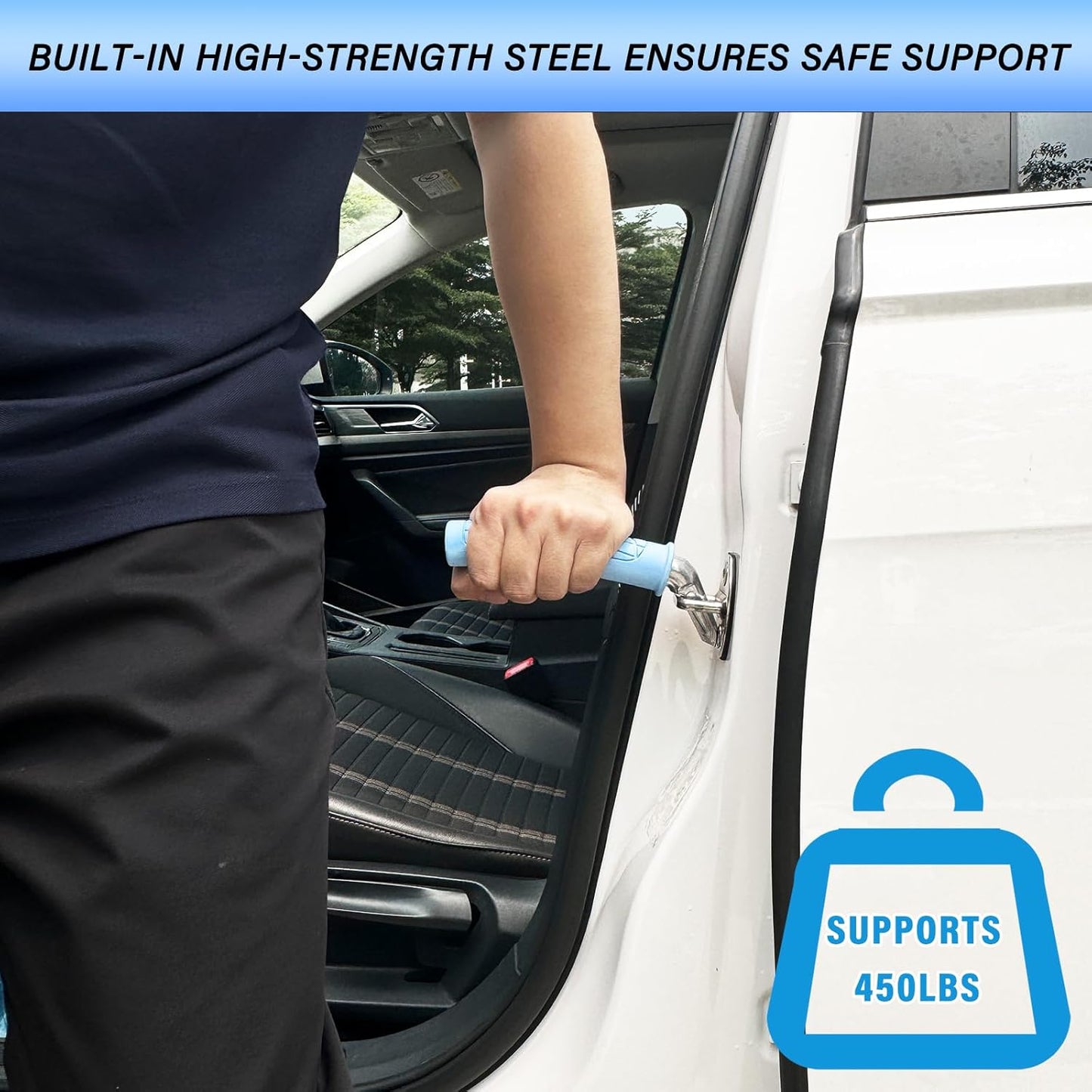 2 Pack Car Door Handle for Elderly Car Handle Assist Portable Vehicle Support Handle for Easy Sit to Stand Assistance Auto Cane for Seniors and Handicapped Supports Up to 450 Pounds