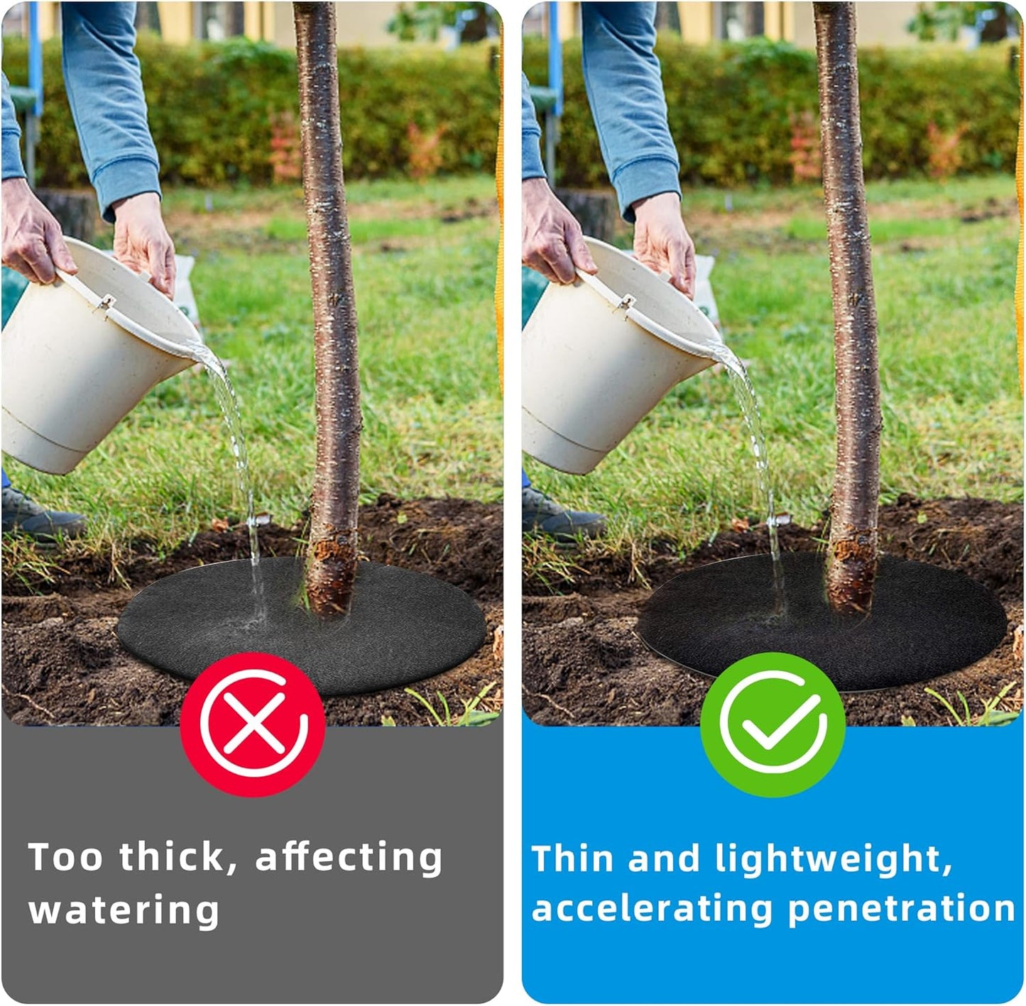 4 Pack 32.3 Inch Non-Woven Tree Mulch Ring - Degradable Tree Protector Mat, Reusable Tree Weed Barrier Mat for Weed Control Root Protection