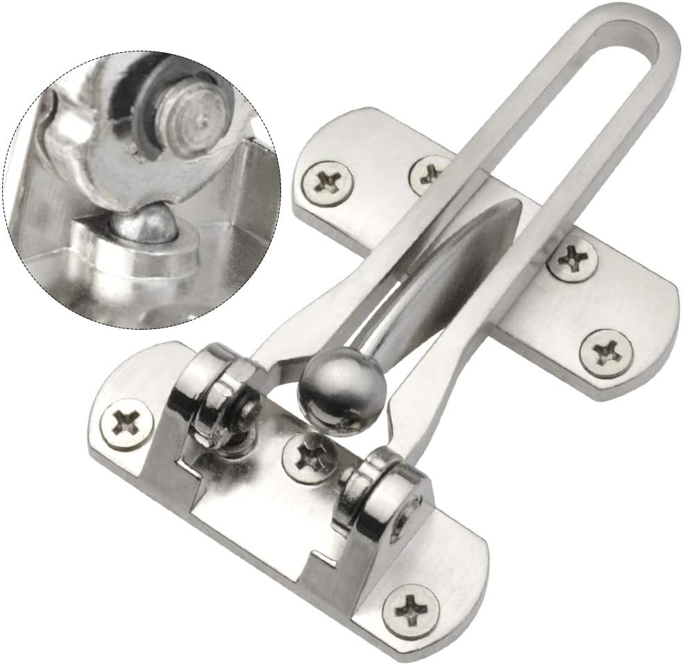 Home Security Door Lock, 2 Pack Latch Guard Clasp Front Door Locks for Kids, Home Reinforcement Lock for Swing-in Doors, Hotel Door Latches, Thicken Solid Aluminium Alloy, Satin Nickel