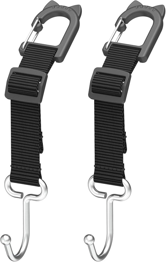 Car Headrest Hooks 2-Pack - Heavy Duty Metal Seat Hooks for Purses, Handbags & Grocery Bags - 100 LBS Load - Universal Car Accessory Organizer, Car Gifts