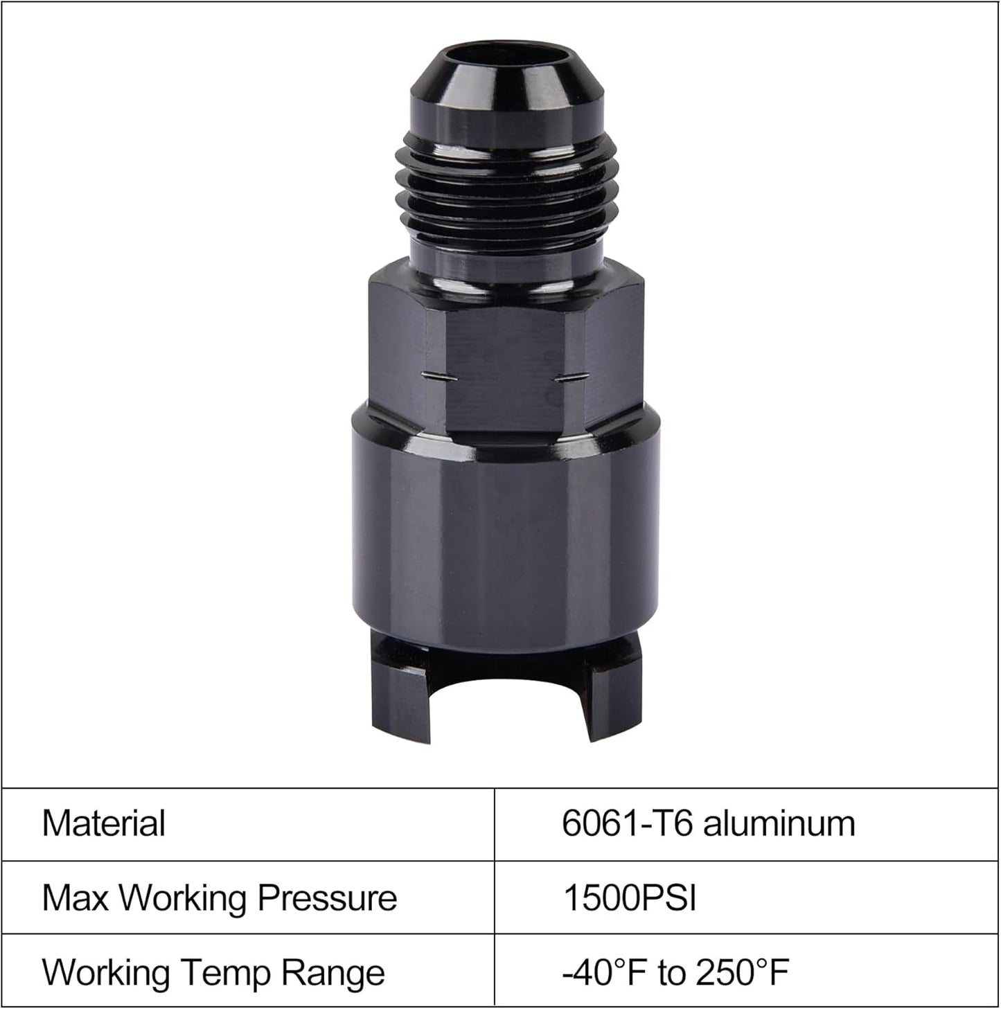 6AN Male to 3/8" & 5/16" Quick-Disconnect Female EFI Fuel Rail Fitting Aluminum