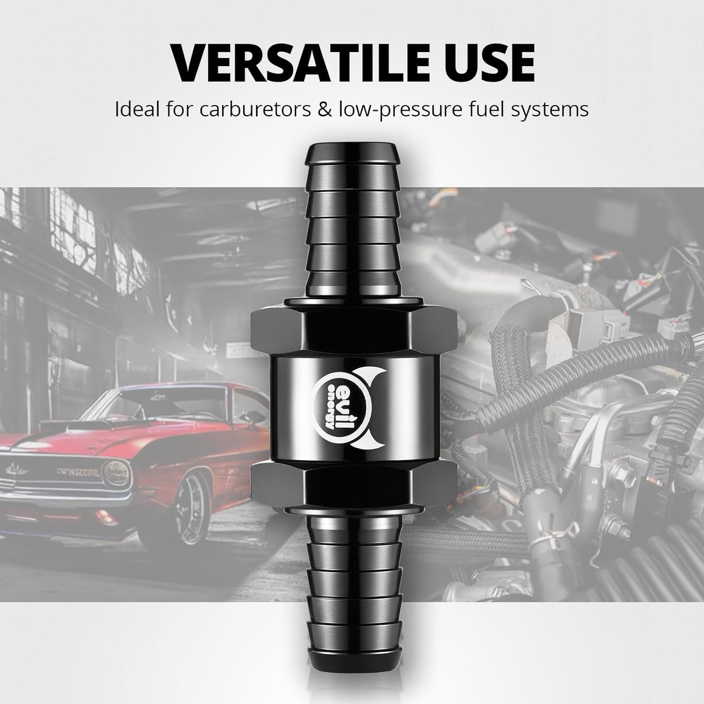3/8" Fuel Check Valve One Way Inline Non Return Diesel Gasoline Black (10mm OD,2PCS)