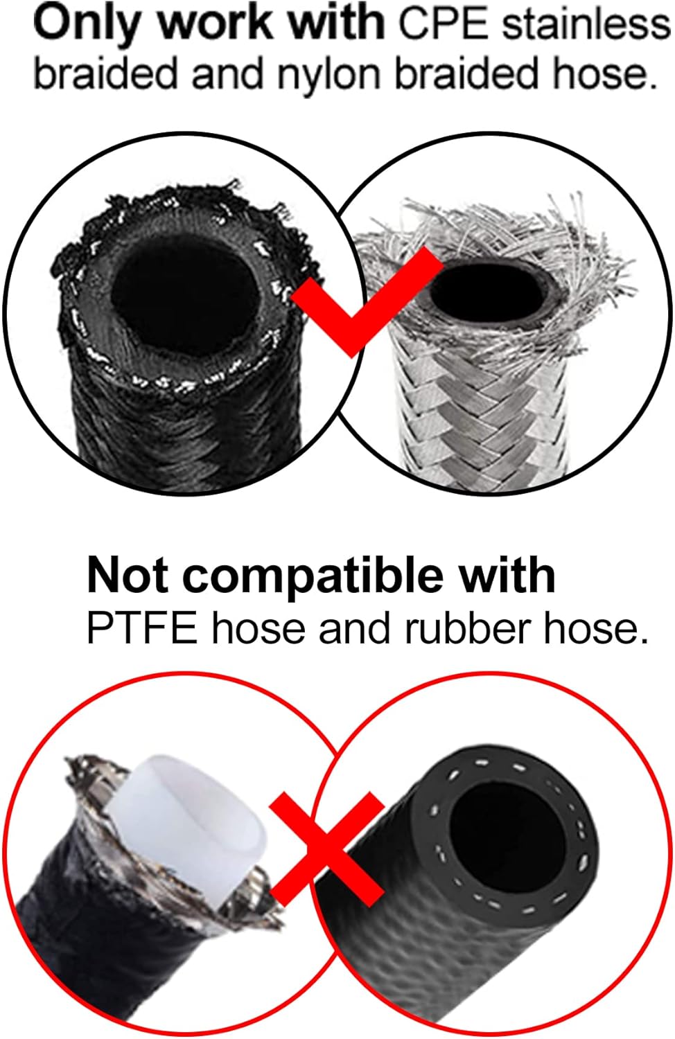 6AN Hose End Fitting Straight Swivel for CPE Braided Hose Black 4PCS